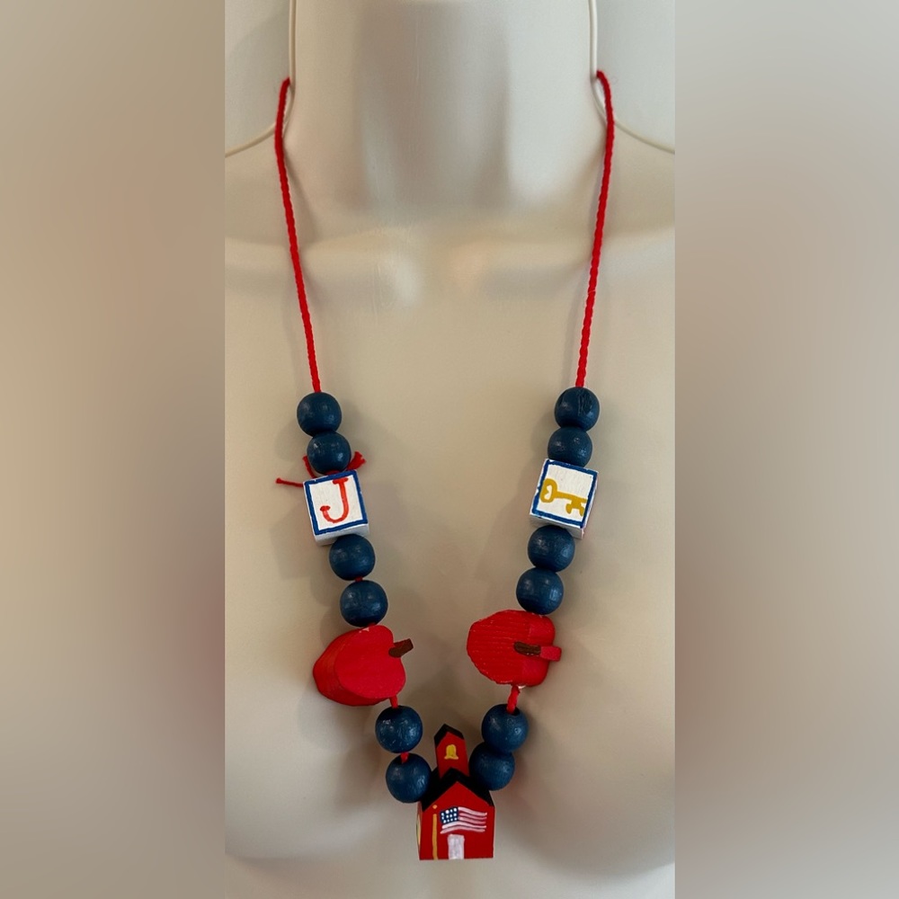 Vintage Handmade Jewelry Set Teacher Schoolhouse Necklace Drop Earrings Novelty - Picture 2 of 8